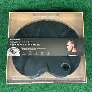 New Brookstone Heated Relief Neck Wrap & Eye Mask Aromatherapy Sandalwood Scente